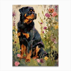 Rottweiler Acrylic Painting 3 Canvas Print