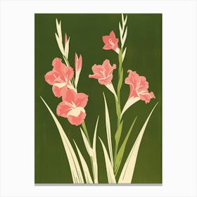 Pink & Green Gladiolus 2 Canvas Print