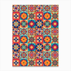 Azulejo - vector tiles, Portuguese tiles, Mexican Tile Pattern 1 Canvas Print