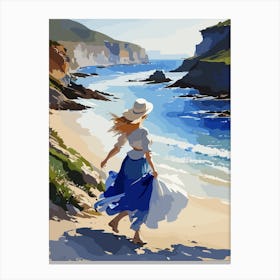 Woman Walking On The Beach Canvas Print