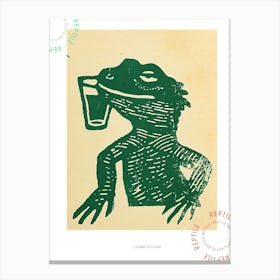 Lizard Drinking A Cocktail Bold Block Poster Canvas Print