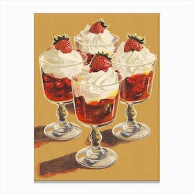 Strawberry Trifle With Jelly Vintage Cookbook Inspired 4 Canvas Print