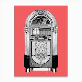 Jukebox - Vintage - Art Print - Music - Retro - Pink Canvas Print