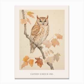 Vintage Bird Drawing Eastern Screech Owl 2 Poster Canvas Print