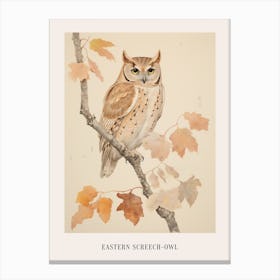 Vintage Bird Drawing Eastern Screech Owl 2 Poster Toile