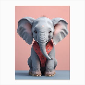 Cute Baby Elephant Nursery Ilustration (1) Canvas Print