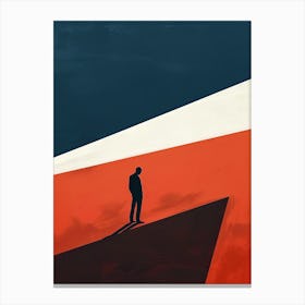 Man Standing On A Cliff, Minimalism Canvas Print