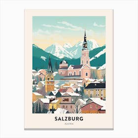 Vintage Winter Travel Poster Salzburg Austria 5 Canvas Print