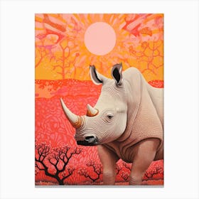 Sunset Geometric Pink Rhino 2 Canvas Print