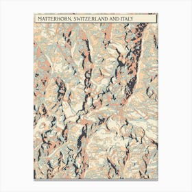 Matterhorn Switzerland Italy Hillshade Map Canvas Print