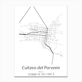 Cuitzeo Del Porvenir,Mexico Minimalist Map Canvas Print