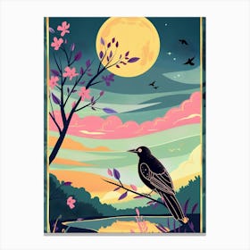 Crow In The Moonlight Canvas Print