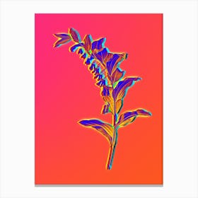 Neon Solomon's Seal Botanical in Hot Pink and Electric Blue n.0250 Canvas Print