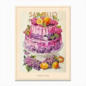 Purple Jelly Vintage Cookbook Inspired 3 Poster Canvas Print