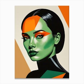 Geometric Woman Portrait Pop Art (34) Canvas Print