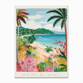 Poster Of Half Moon Bay, Antigua, Matisse And Rousseau Style 1 Canvas Print
