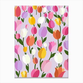 Tulip Field | 04 - Colorful Floral Lilac Canvas Print