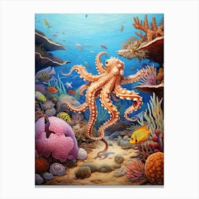 Octopus Amongst Fish 1 Canvas Print
