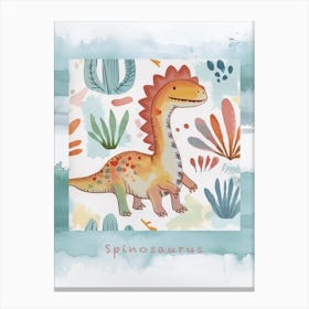 Cute Spinosaurus Dinosaur Watercolour Style 1 Poster Canvas Print