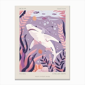 Purple White Tip Reef Shark Illustration 1 Poster Canvas Print