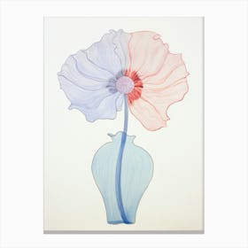 Delicate Poppy In Vase Canvas Print