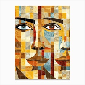 Mosaic Portrait Of Two Faces Canvas Print