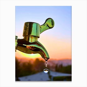 Water Tap At Sunset Canvas Print