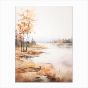 Lake In The Woods In Autumn, Painting 7 Canvas Print