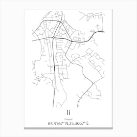 Ii,Finland Minimalist Map Canvas Print