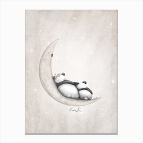 Sweet Dreams Panda On The Moon Canvas Print