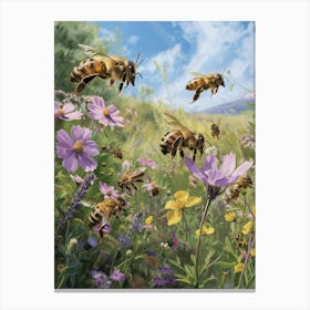 European Honey Bee Storybook Illustration 8 Canvas Print