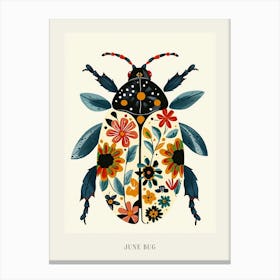 Colourful Insect Illustration June Bug 2 Poster Canvas Print