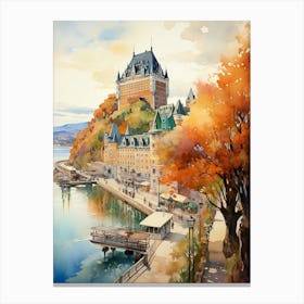 Quebec's Crown Jewel: Château Frontenac in the Skyline Canvas Print