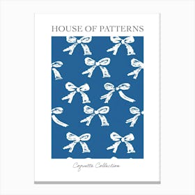White And Blue Bows 5 Pattern Poster Canvas Print