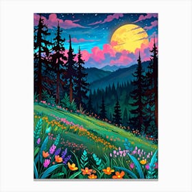 Moon In The Forest 3 Canvas Print