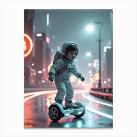 Astronaut Riding A Hoverboard Canvas Print