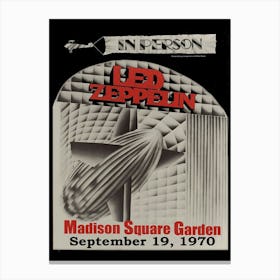 1970 Led Zeppelin Madison Square Garden Concert Poster Canvas Print