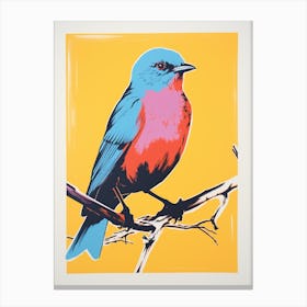 Andy Warhol Style Bird Eastern Bluebird 1 Canvas Print