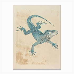 Pastel Blue Mexican Spiny Tailed Iguana Block Print Canvas Print
