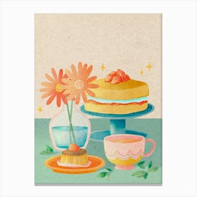 Cakes and flowers Canvas Print