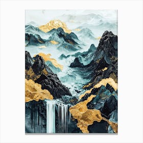 Kanchenjunga Golden Peaks - Luxe Geometry Canvas Print