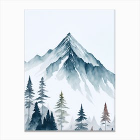 Mountain And Forest In Minimalist Watercolor Vertical Composition 297 Canvas Print