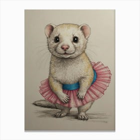 Ferret In A Tutu 3 Canvas Print