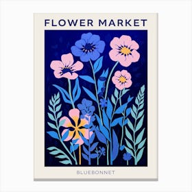 Blue Flower Market Poster Bluebonnet 3 Canvas Print