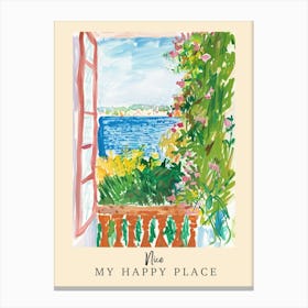 My Happy Place Nice 3 Travel Poster Canvas Print