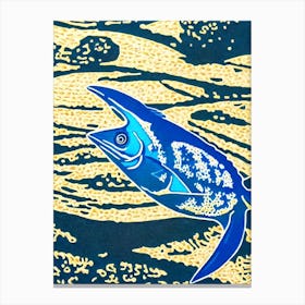 Blue Tang Linocut Canvas Print