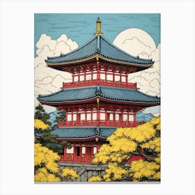 Senso Ji Temple, Japan Vintage Travel Art 3 Canvas Print