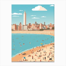 Brighton Beach, England, Graphic Illustration 4 Canvas Print