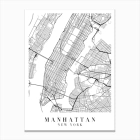 Manhattan New York Street Map Minimal Canvas Print