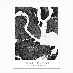 Charleston South Carolina Minimal Black Mono Street Map Canvas Print